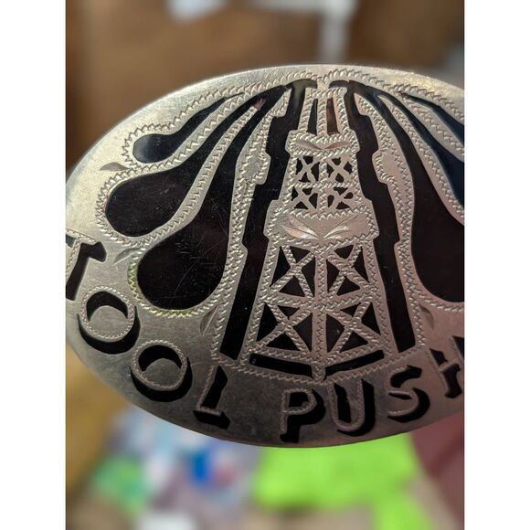 Vintage 1980 R&B German Silver Belt Buckle  Tool Pusher Oil Derrick Handcrafted main image 6